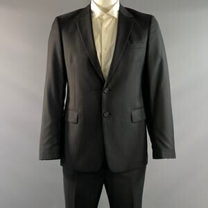 PRADA Chest Size 42 Black UAF367 Pinstripe Wool Notch Lapel 34 32 Suit